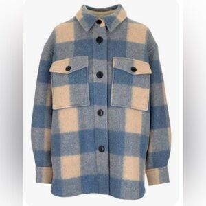 Plaid Blue and Cream Women's Jacket